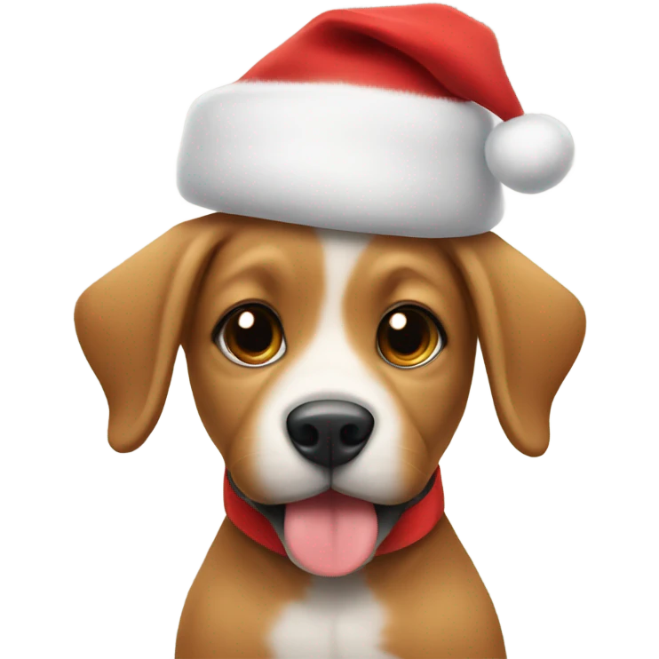 Puppy with Santa hat emoji