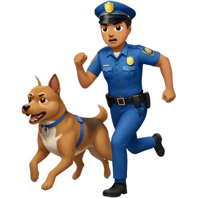 Police with dog is angry and police is running emoji
