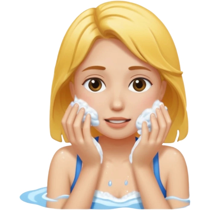 a female washing  her face emoji