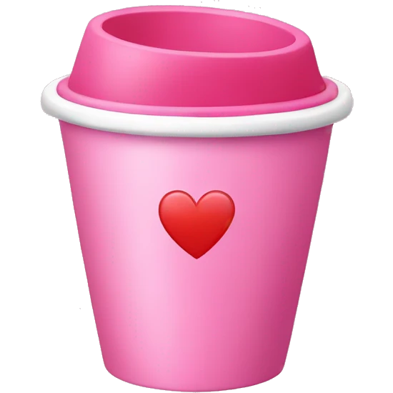 A pink Cup with a red and pink heart emoji