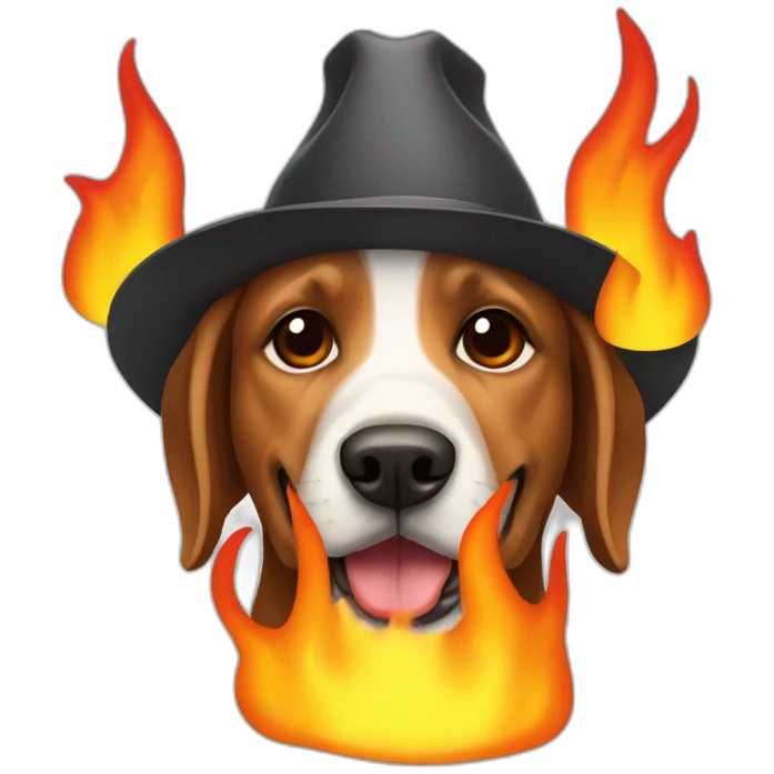 dog-with-hat-surrounded-by-flames emoji