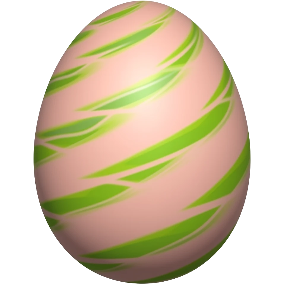 Pink egg with small lime colored green stripes swirling around the egg emoji