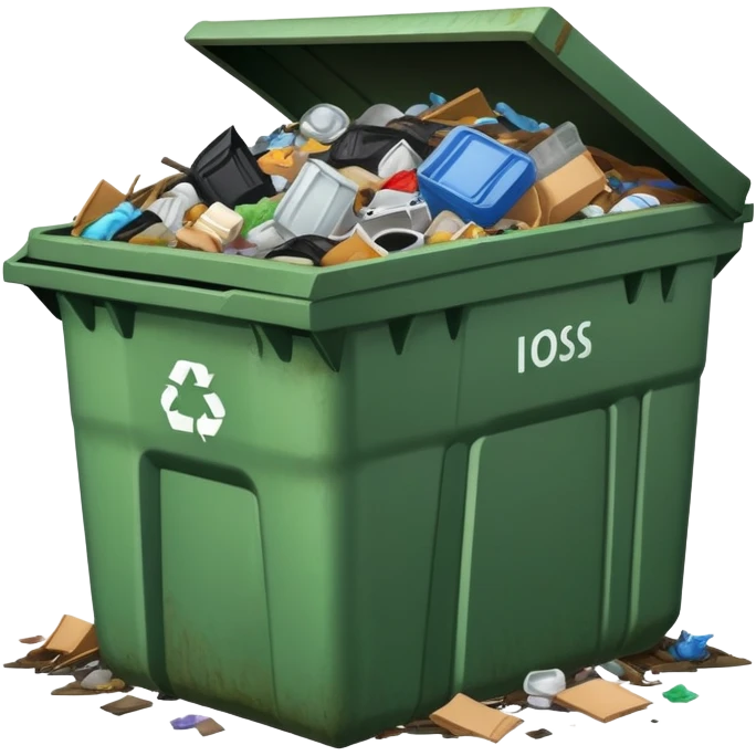 Dumpster full of trash emoji