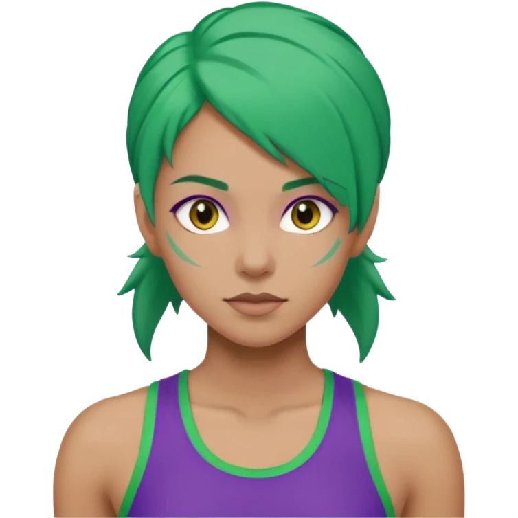 female, green haired, purple clothesathlette emoji