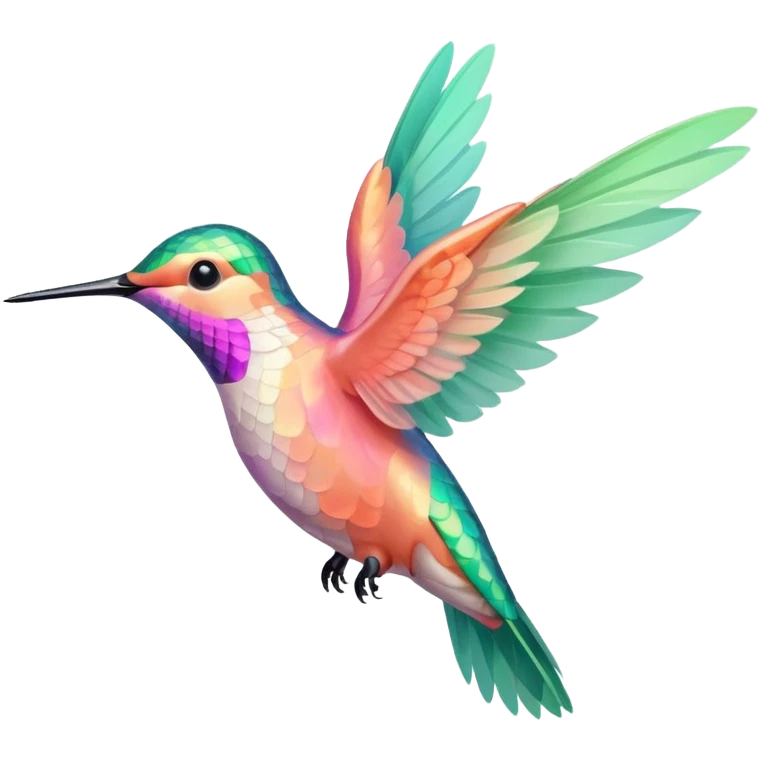 peach pink and mint humming bird emoji