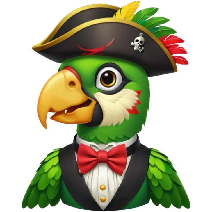 Pirate parrot wearing bow tie emoji