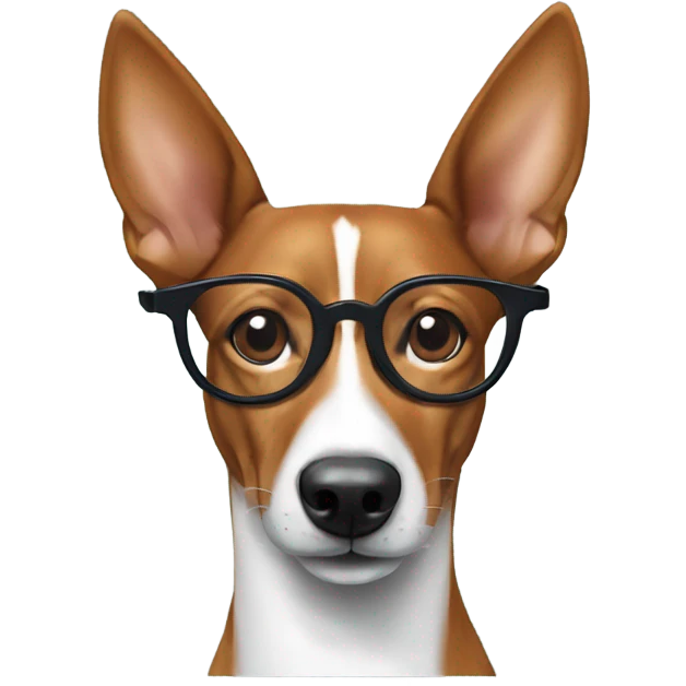 Basenji wearing glasses emoji