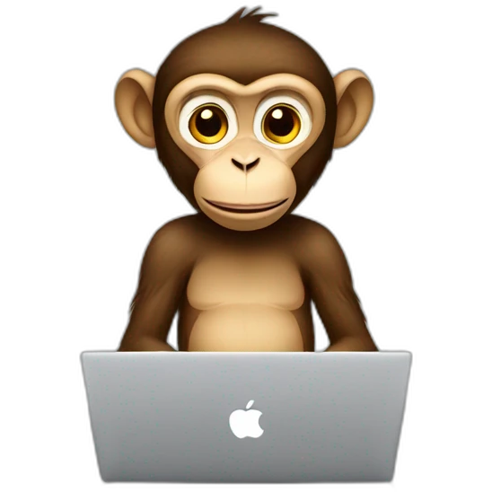 a monkey sit using its macbook emoji