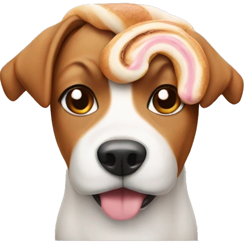 Dog with a cinnamonroll Body emoji