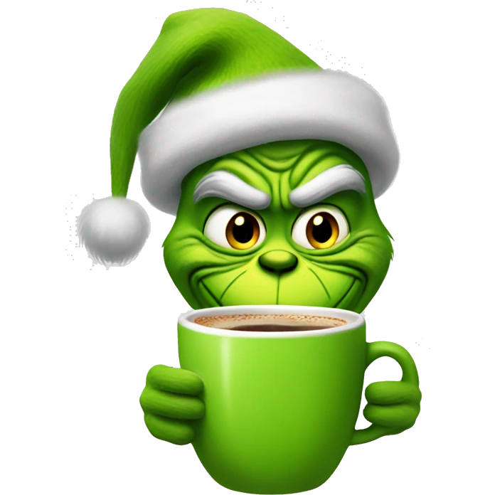 Grinch sipping coffee emoji