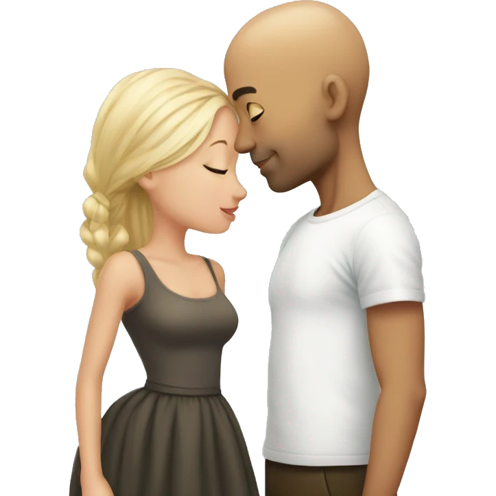 Man with no hair Kissing blonde girl  emoji