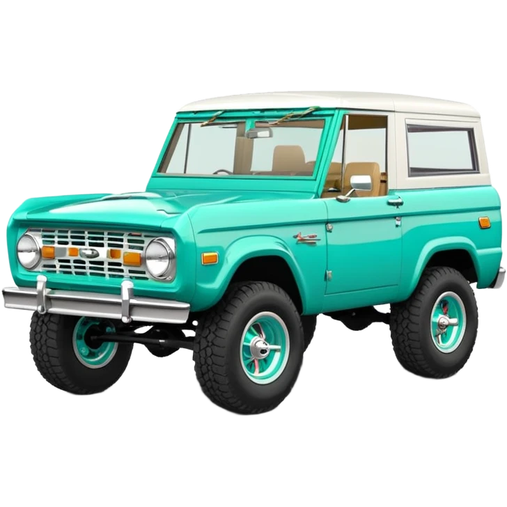 turquoise green classic ford bronco with ansen slot alminum wheels emoji