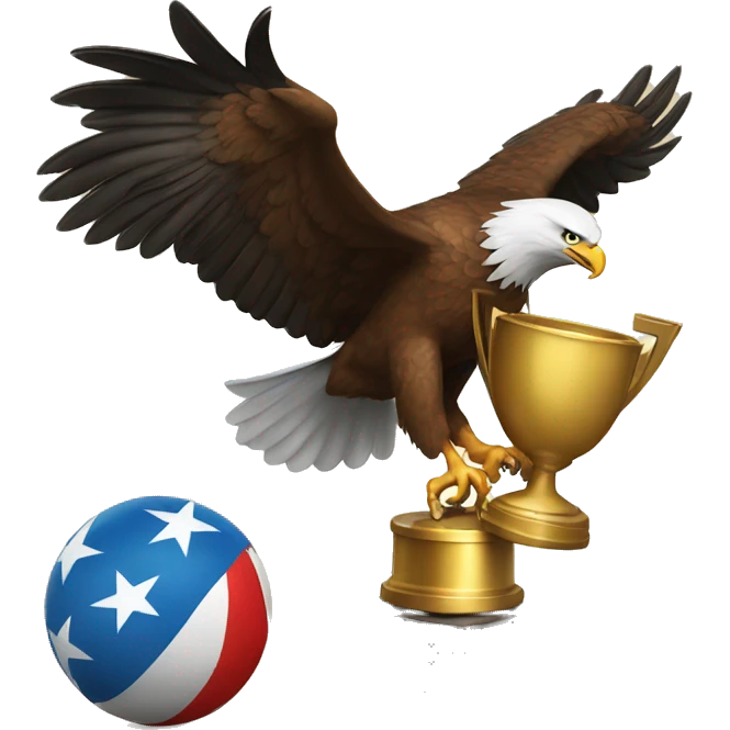 Eagle picking up trophy emoji