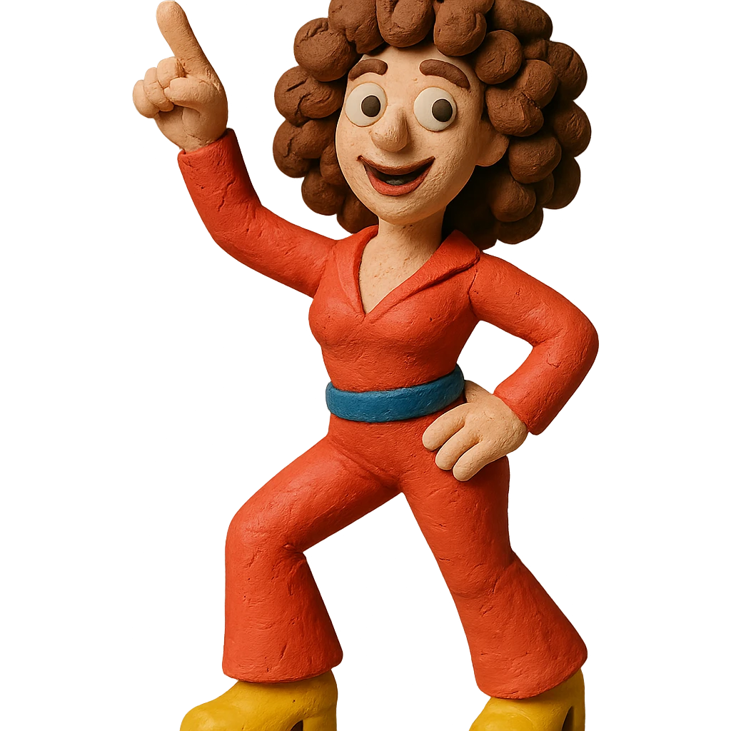 woman disco dancer, white skin, brown curly hair emoji