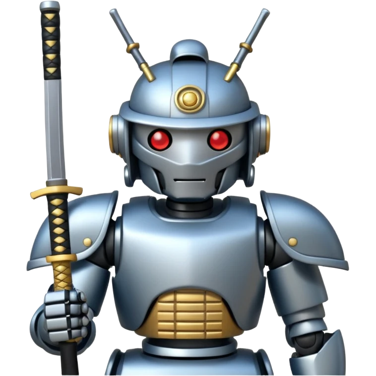 Samurai Robot with a sword in  it hand   emoji