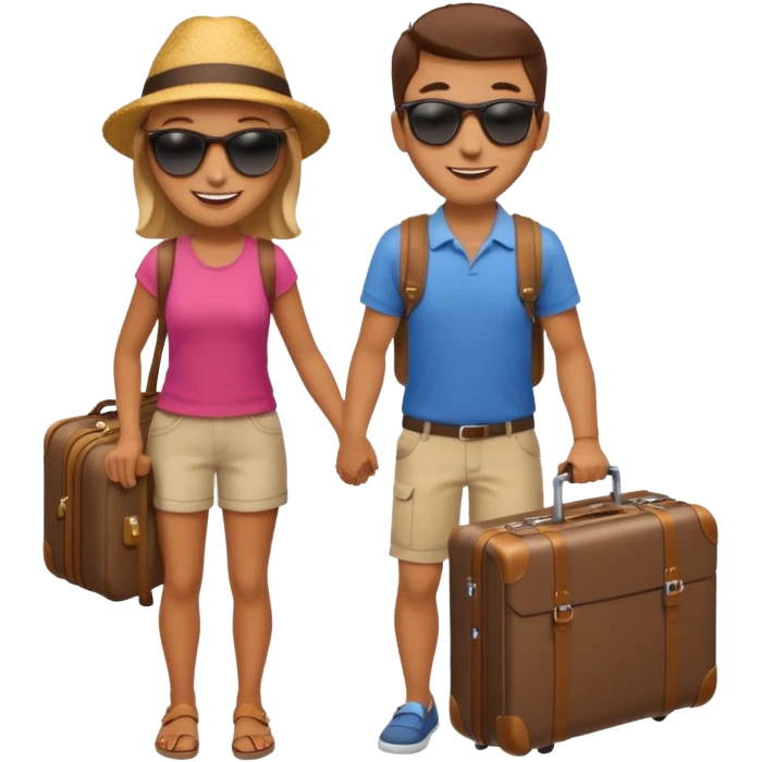 photorealistic tourists with a suitcase emoji