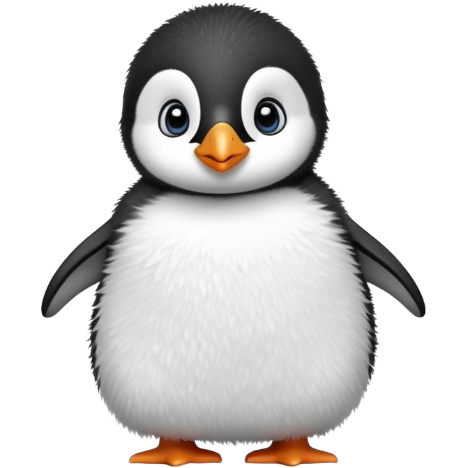 Cute baby penguin with big eyes waddling emoji