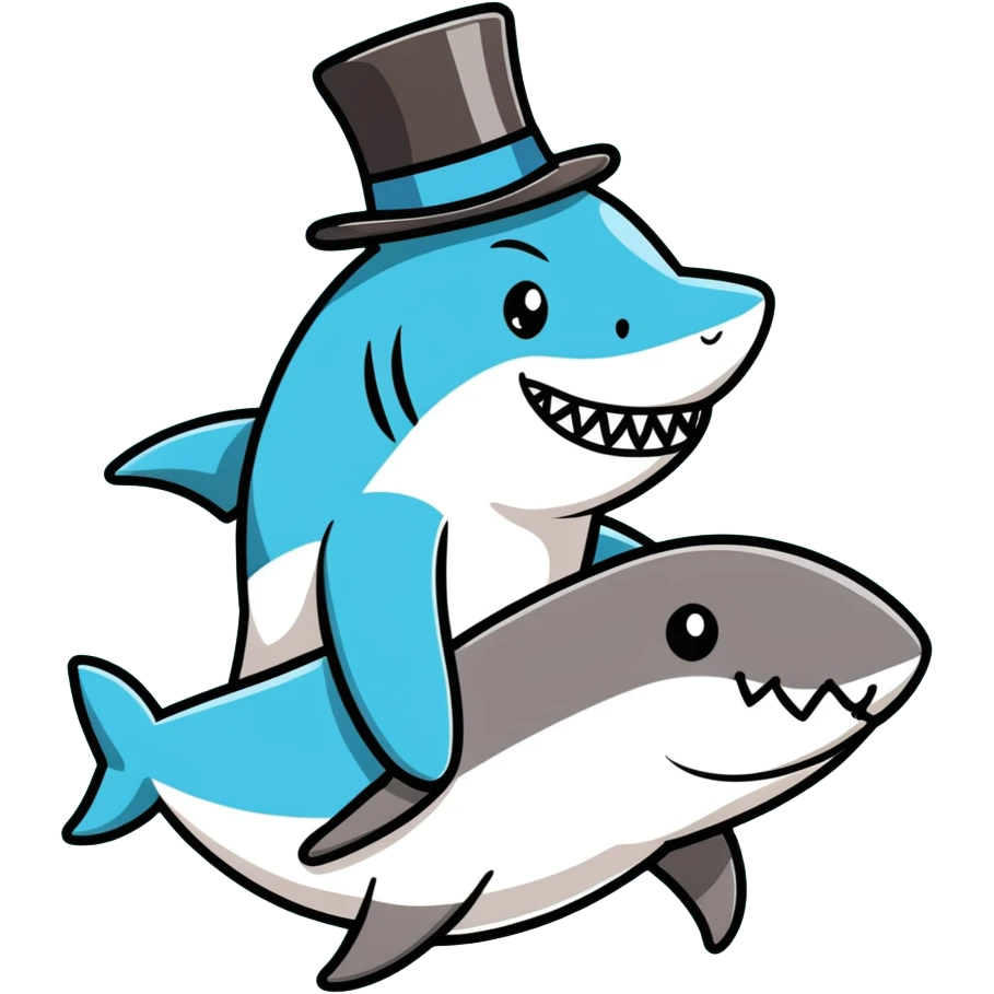 Shark with a top hat emoji
