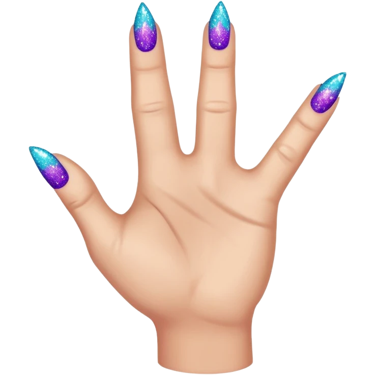 Glitter Roxo e Ciano Mão apontando para direita emoji