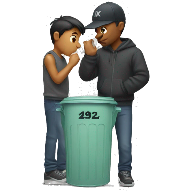 guy kissing trash can emoji