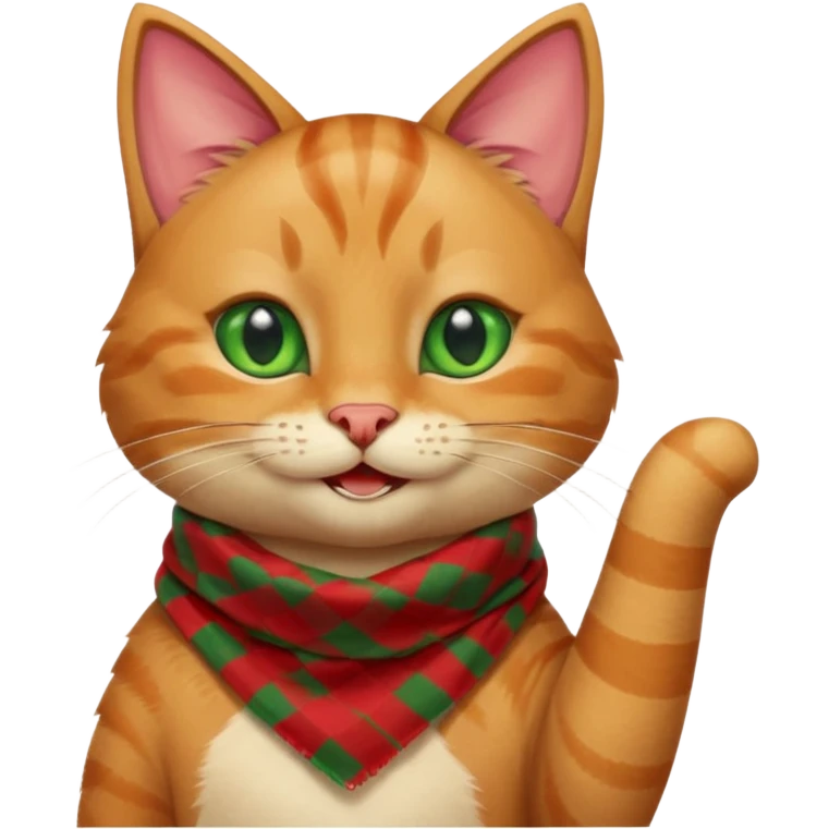 Cat smiling and giving thumbs up, wearing red Checkered Triangle scarf emoji