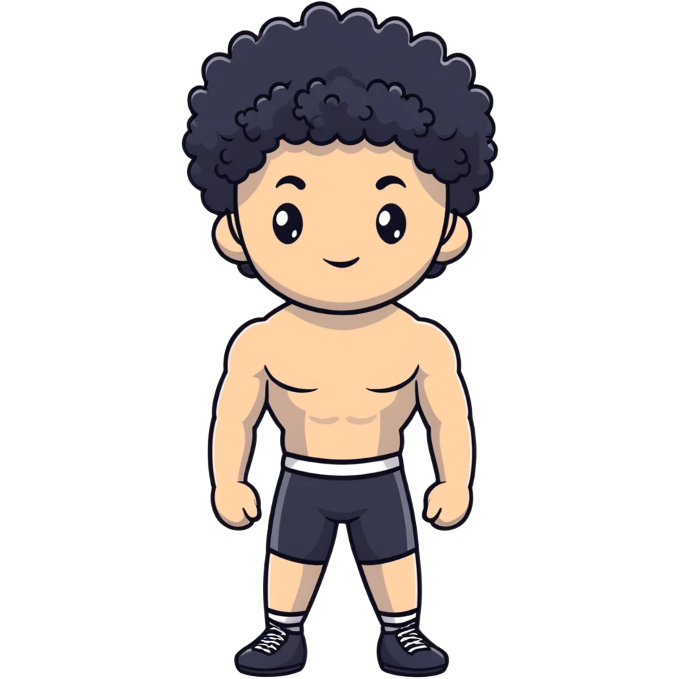 shirtless male athlete with white skin and curly black hair emoji