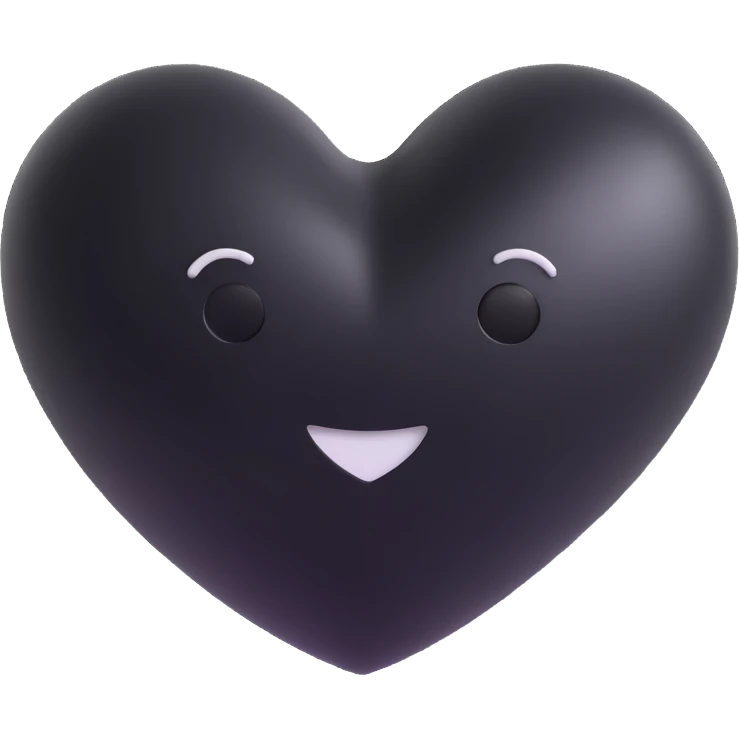 Glossy black and white heart, inspired by Chanel, elegant, 3D emoji style emoji