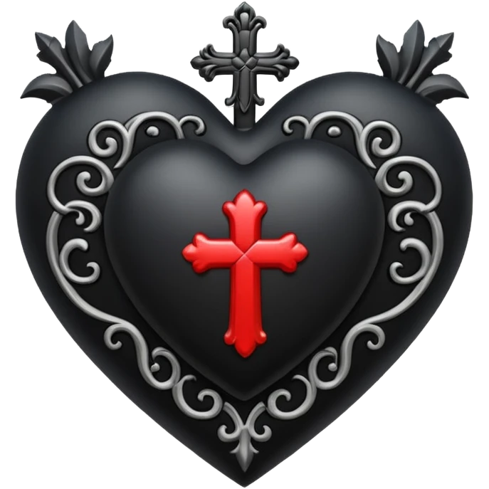 realistic gothic heart with a cross emoji