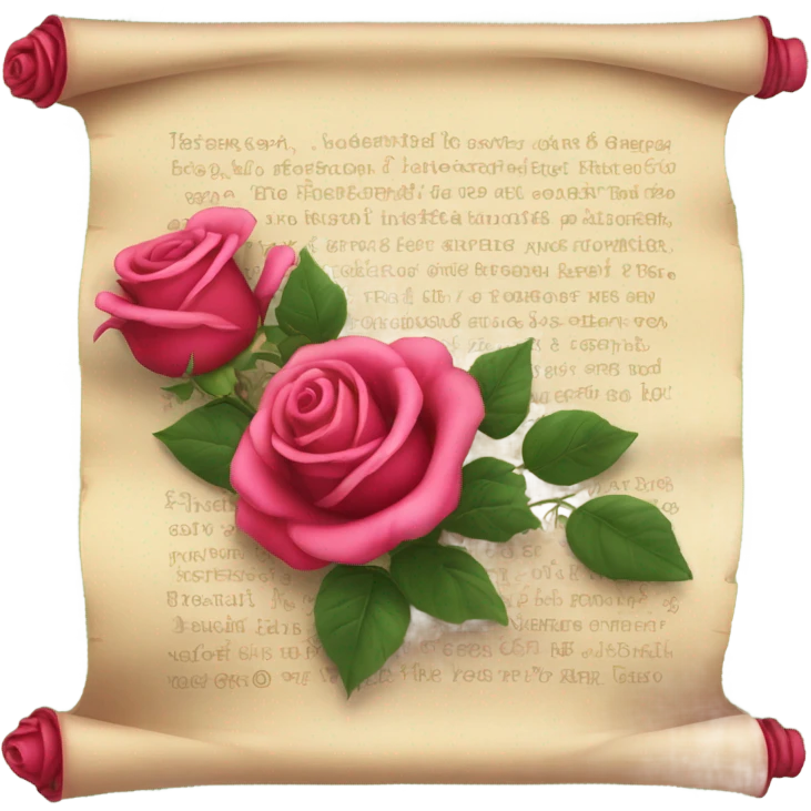 Realistic valentine poetry scroll with roses emoji