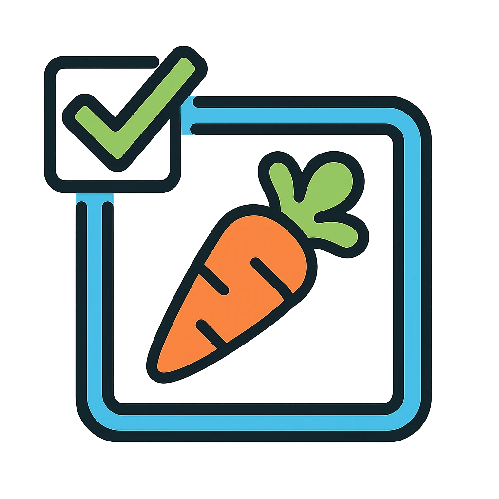 checkbox with a vegetable, clean icon style emoji