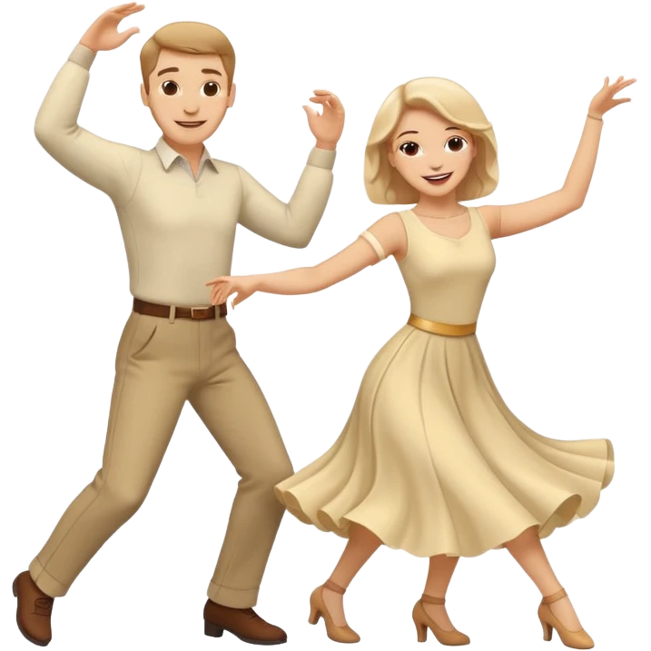 White Man and white woman dancing white emoji
