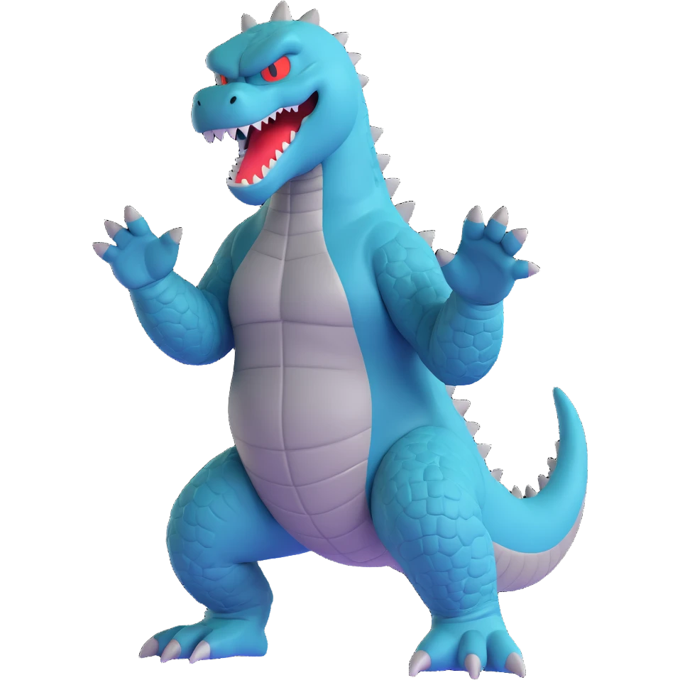 Godzilla as a 3D cartoon character, dynamic pose, vibrant colors emoji