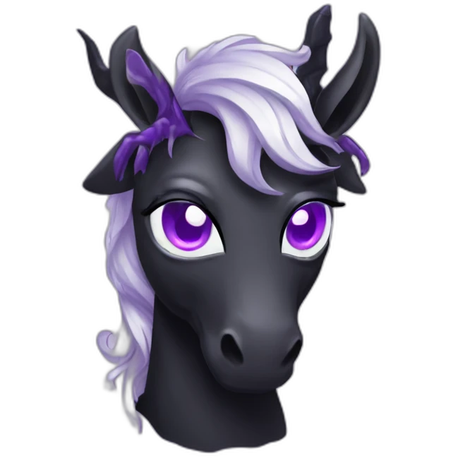 Spooky black unicorn with purple eye and white spider webs emoji