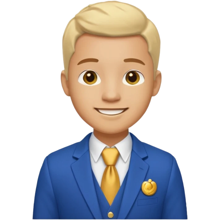 i need an image of a man named clyde who provides basic credit reports. wears a blue blazer with gold button and open necked white shirt  emoji