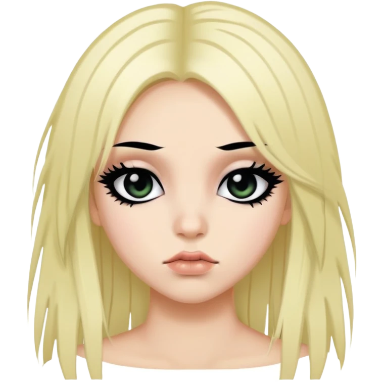 y2k emo, baddie,pretty, makeup, black eyeliner, long hair emoji