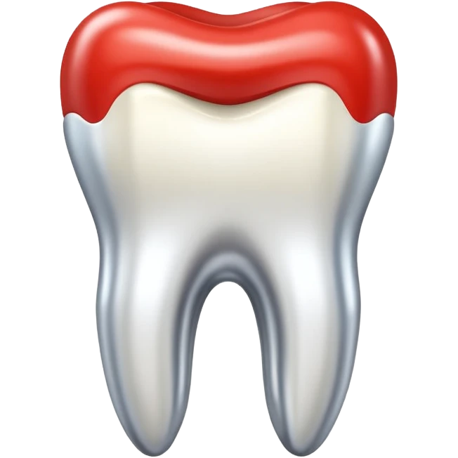 human tooth emoji, smooth chrome ceramic-metal texture, clean medical luxury aesthetic, isolated on white, no face emoji