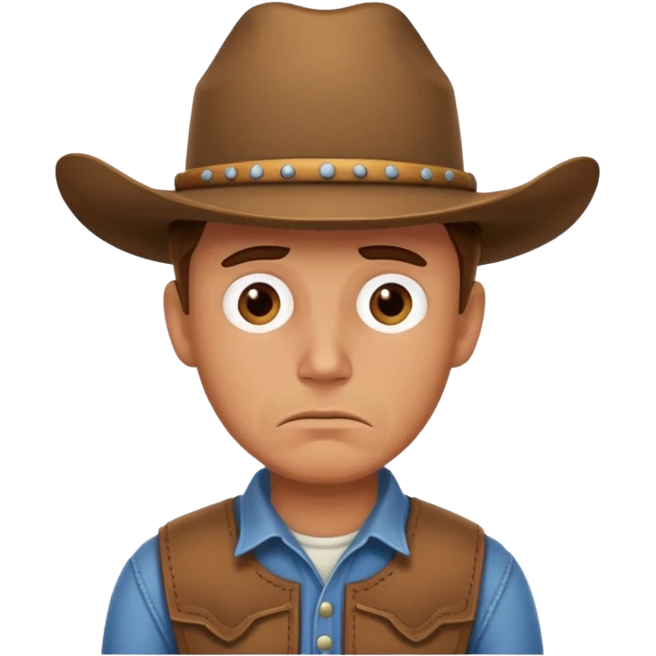 emoji of a cowboy with a worried face emoji
