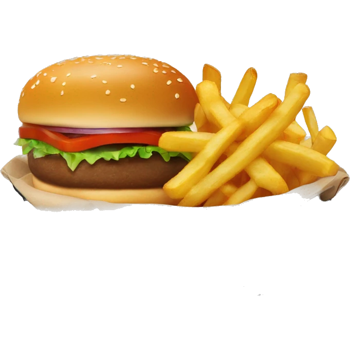 Burger and fries in a shallow oval black basket emoji