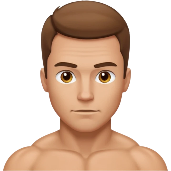 muscular white man with short brown cowlick hair emoji