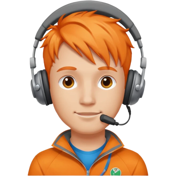 a orange-haired guy with darkgrey headphones and a silver medal emoji
