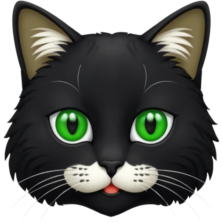 Chat noir et blanc avec des yeux verts emoji