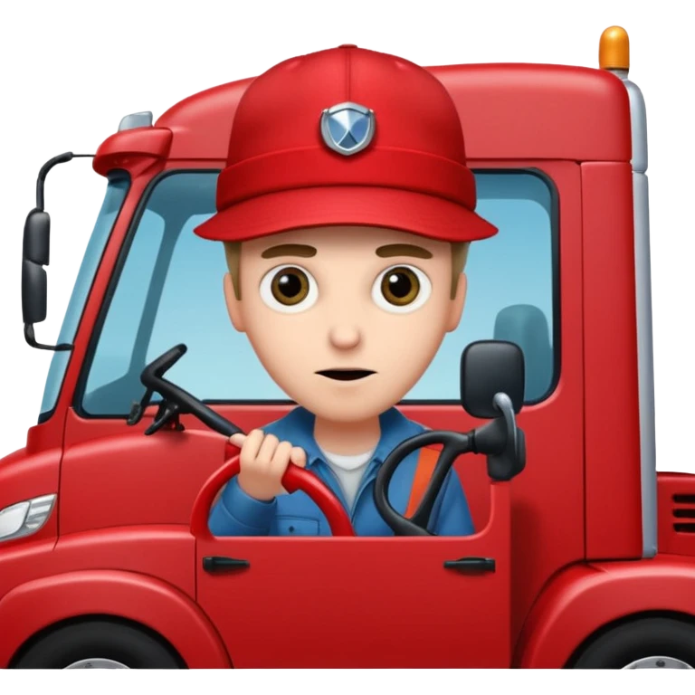 Мужчина с большими глазами и красном шапке на красном фуре вольво emoji