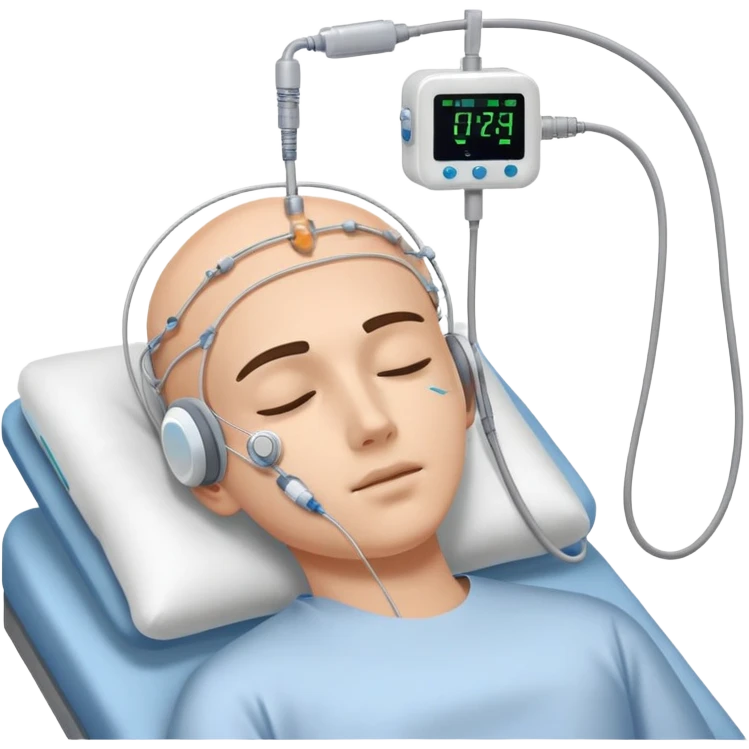 polysomnography sleep test with electrodes attached to head emoji