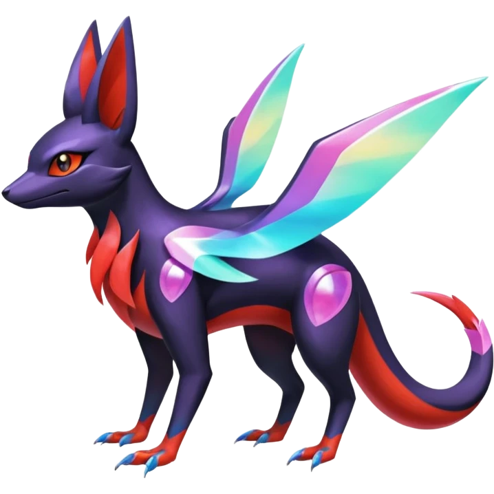  Shiny Colorful Iridescent Nargacuga-Latias-Umbreon-Noivern-Pokémon-Fakémon-fusion (full body) emoji