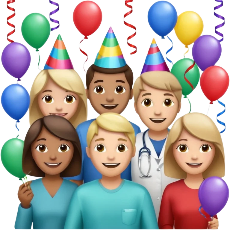 Create Happy & celebrating team faces for a hospital emoji