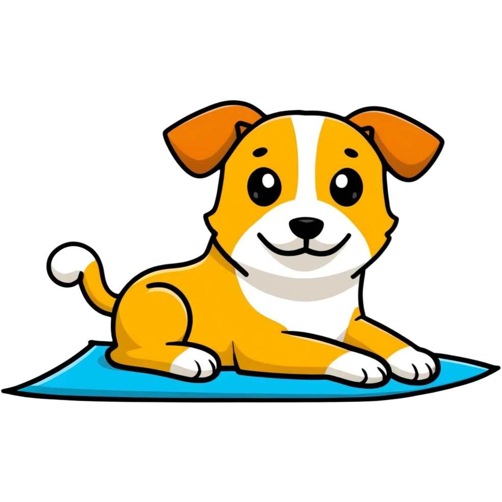 A dog sunbathing with a face that says, "What are you saying?" while he's getting sunburned because he doesn't put on sunscreen? emoji