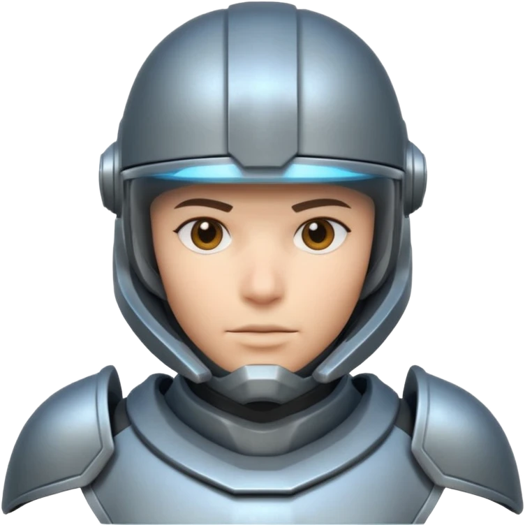 futuristic armored soldier portrait, head and shoulders only, helmet visor, sci-fi armor details, 3D cartoon, mobile game icon style, clean background, no text, no watermark

 emoji
