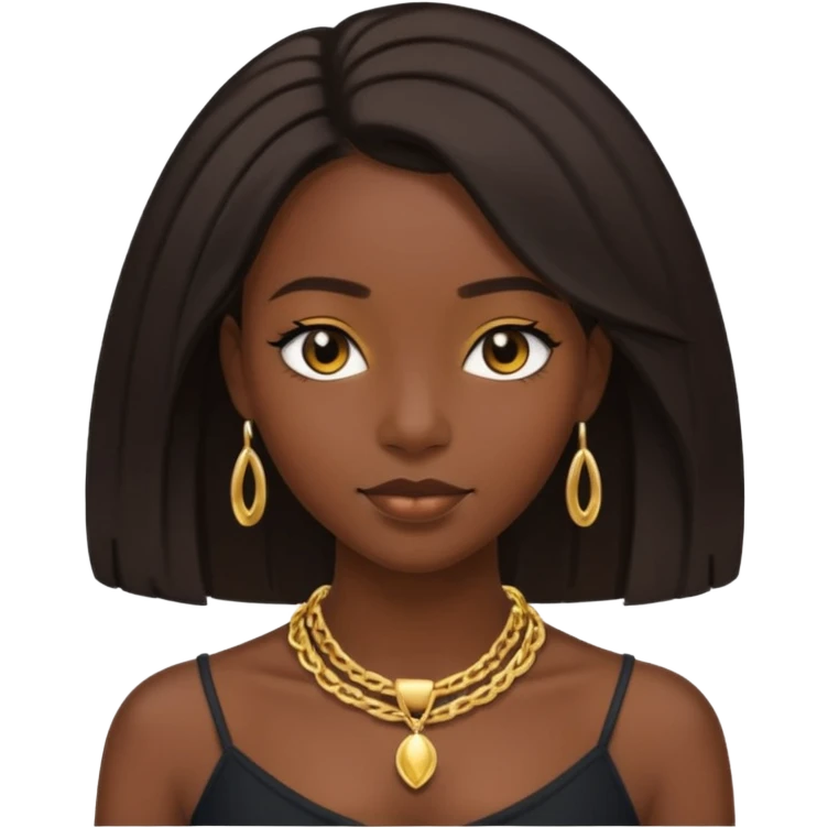 A pretty darkskin black girl with 4c type shoulder length hair  emoji