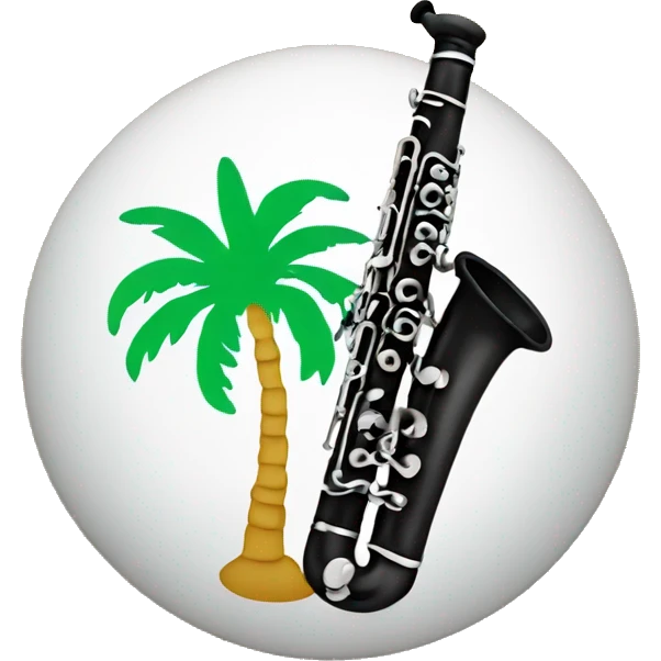 A clarinet with a palm tree engraving emoji