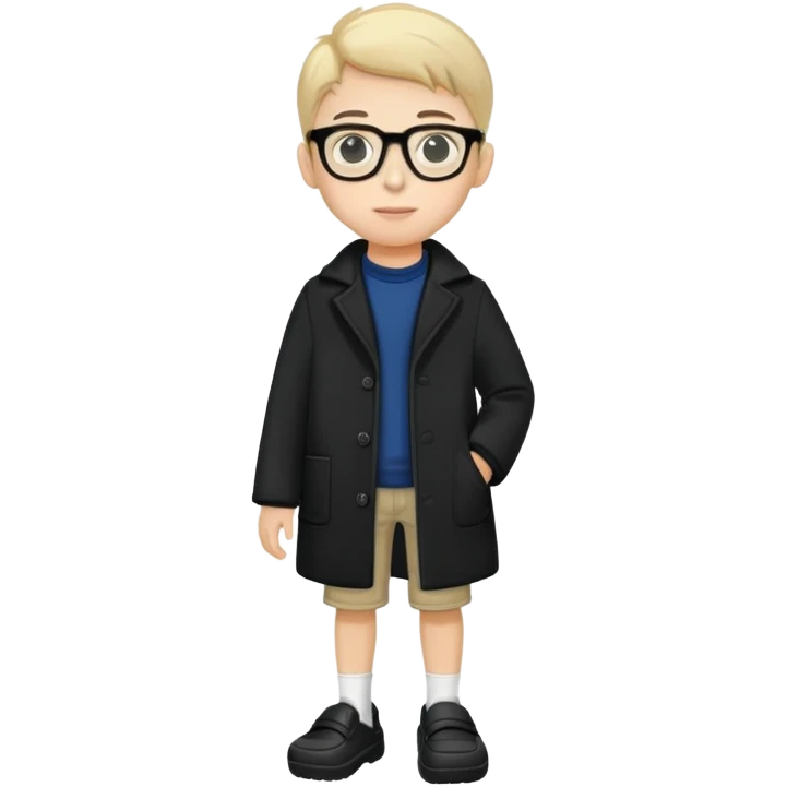 boy with glasses, short height, wearing crocs and a black coat emoji